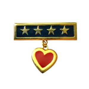LIA Gold-Tone Blue and Red Heart Star Brooch